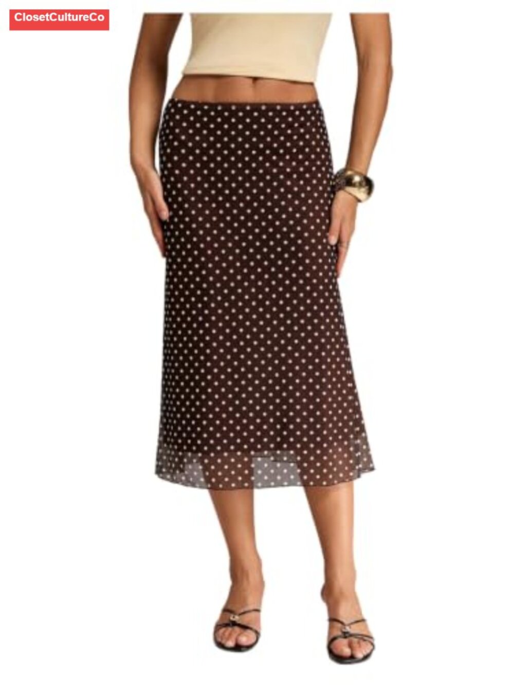 Mesh Midi Skirt Low Rise Bodycon Polka Dots Going Out